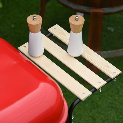 Outsunny Red and Black Portable Charcoal Grill with Shelves