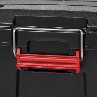 Heavy Duty Black Plastic Stackable Storage Totes with Lids, 82 Quart, Set of 4