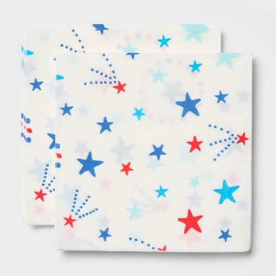 30ct Stars Disposable Napkins White Red Blue - Sun Squad™