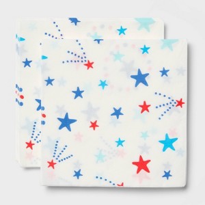 30ct Stars Disposable Napkins White Red Blue - Sun Squad™ - 1 of 3
