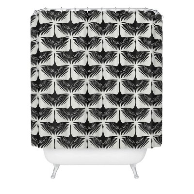 Deny Designs Caroline Okun Majestic Crane Shower Curtain Black : Microfiber, Machine Washable, Non-Slip Backing