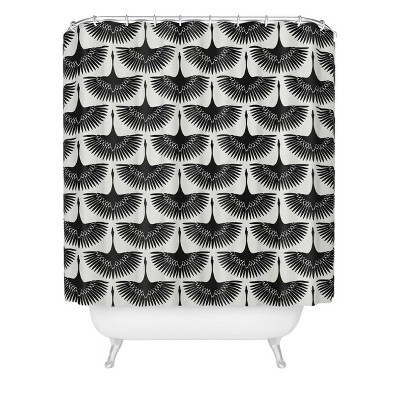 Caroline Okun Majestic Crane Shower Curtain Black - Deny Designs