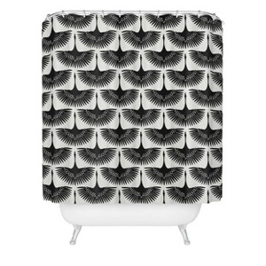 Deny Designs Caroline Okun Majestic Crane Shower Curtain Black : Microfiber, Machine Washable, Non-Slip Backing - 1 of 3