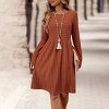 Womens Long Sleeve Fall Dresses 2025 Flowy Casual Ribbed Knit Crew Neck Knee Length Sweater Dress - 2 of 4