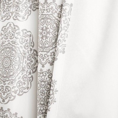 Gray Medallion Pattern Blackout Polyester Window Panels