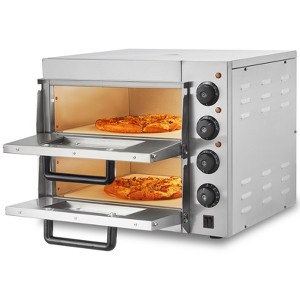 VEVOR Commercial Pizza Oven Countertop, 14" Double Deck Layer, Stainless Steel Electric Pizza Oven with Stone and Handle - 1 of 4