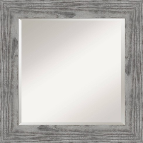 26" X 26" Beveled Bridge Gray Wood Wall Mirror - Amanti Art : Target
