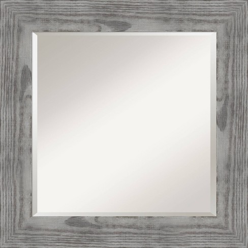 26" x 26" Beveled Bridge Gray Wood Wall Mirror - Amanti Art - image 1 of 4