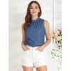 Allegra K Women's Sleeveless Frill Mock Neck Ruffle Chambray Blouse - 2 of 4