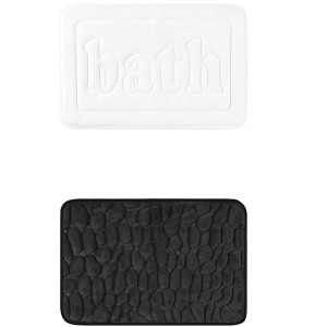 Unique Bargains 2Pcs Memory Foam Water Absorbent Quick Dry Non-Skid Bottom Soft Bathroom Rugs - 1 of 4