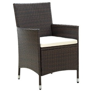 vidaXL 4-Pack Modern Poly Rattan Patio Chairs with Cushions – Brown Outdoor Seating, Durable Powder-Coated Steel Frame, Easy to Clean - 1 of 4