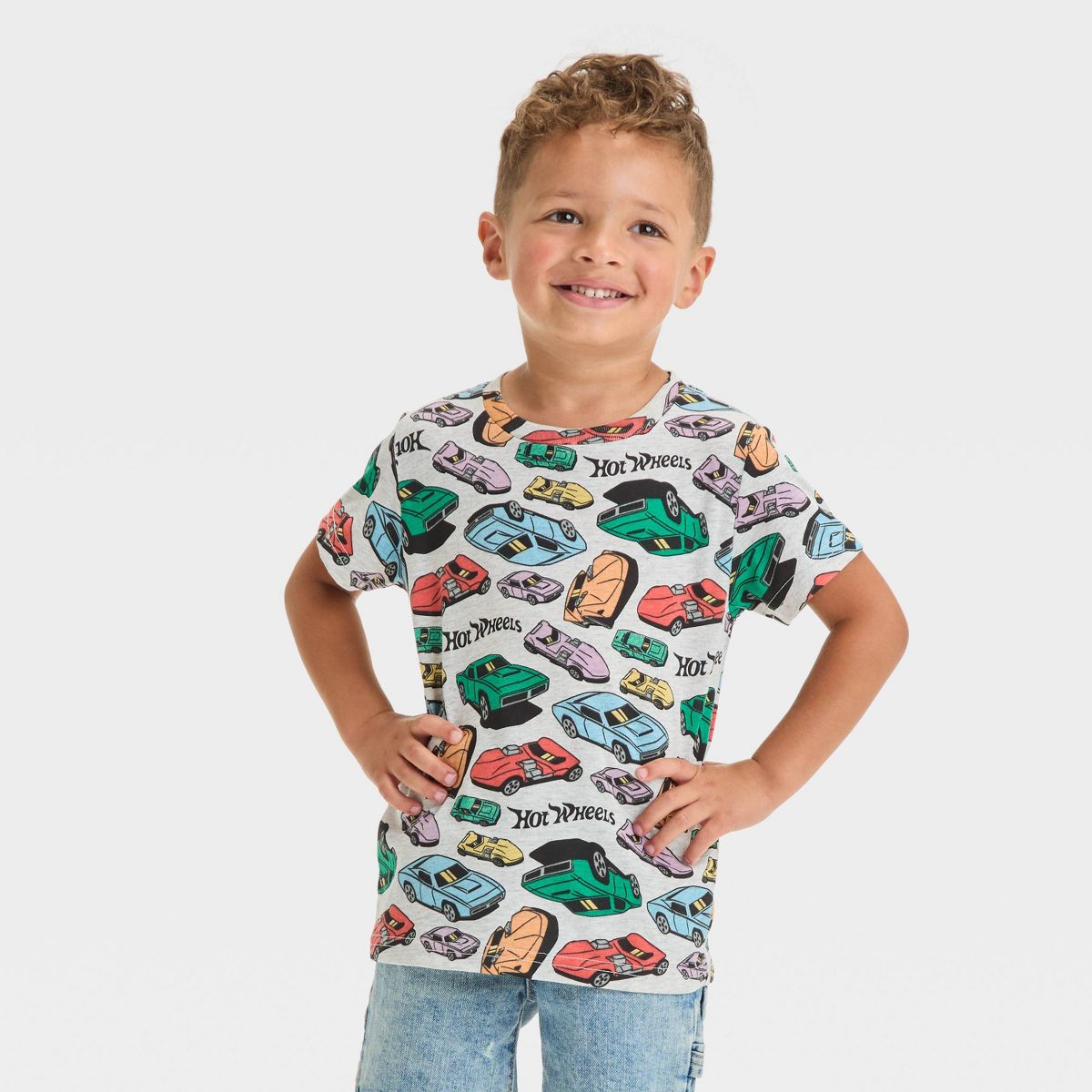 Toddler Boys' Hot Wheels Short Sleeve T-Shirt - Oatmeal
