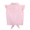 Girls Tie Front Knot Tops with Ruffle Sleeve Plaid Tops Tie Front Blouse Short Sleeve Button Down Shirts for Toddler Girls - 2 of 4