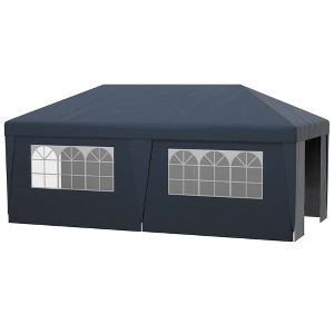10' x 19.5' Pop Up Canopy Tent Height Adjustable Event Shelter w/ Sidewalls, Leg Weight Bags, Wheeled Carry Bag - 1 of 4