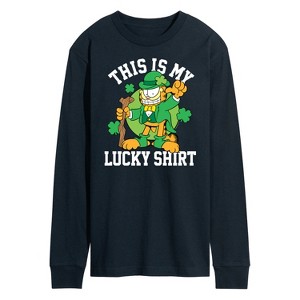 Men's - Garfield - This is My Lucky Shirt St. Patrick's Day Long Sleeve Graphic T-Shirt - 1 of 4