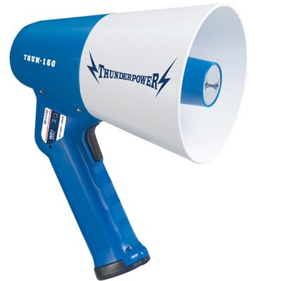 ThunderPower THUN150 600 Yard Sound Range 15 Watt Portable PA Bullhorn Megaphone Speaker with 2 Megaphone Modes, Blue