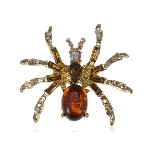 Anna-Kaci Women's Crystal Spider Brooch Pin with Blue Gemstone Accents - 1 of 4