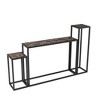 Gulches 3 Piece Narrow Console Table Set Industrial Style High End Edge Wrapped Brown Black 55LBS Metal Tube For Entryway Hallway Living Room - 4 of 4