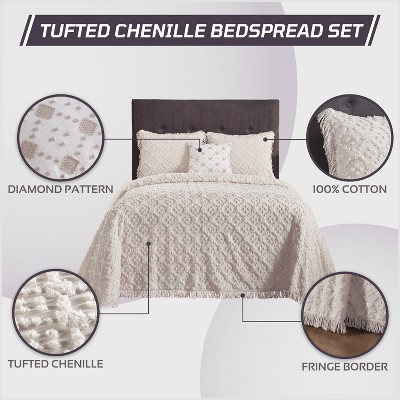 King White Cotton Textured Boho Bedspread Set