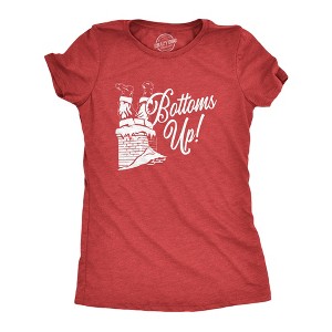 Womens Bottoms Up T Shirt Funny Christmas Santa Claus Chimney Graphic Novelty Tee - Crazy Dog Women's T Shirt - 1 of 4