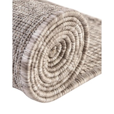 Beige Oval Synthetic Outdoor Stain-Resistant Area Rug
