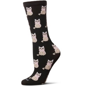 Memoi Always Be Furbulous Crew Socks Black One Size - 1 of 4