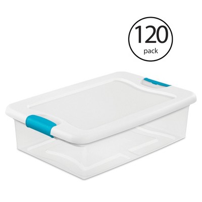 Sterilite 32-Qt Clear & Blue Stackable Latching Storage Box Container (120 Pk)