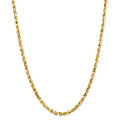 Black Bow Jewelry 5mm 14k Yellow Gold Solid Diamond Cut Rope Chain Necklace