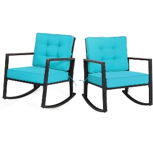 Tangkula 2PCS Outdoor Wicker Rocking Chairs Glider Rattan Rocker Recliner with Cushion - 1 of 4