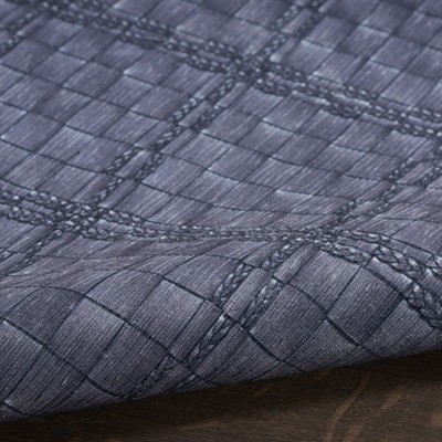 Navy Blue Geometric Cotton Blend 4' x 6' Area Rug