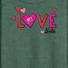 Women's - Barbie - Patterned Love Lightweight French Terry Wide Neck Long Sleeve Shirt - 2 of 4