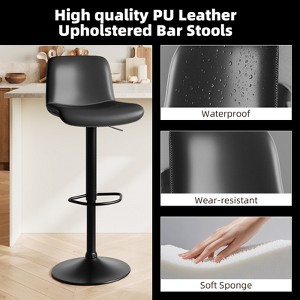 Modern Upholstered Kitchen Bar Stools Bar Stool Set of 2/4,With Adjustable Swivel Barstools for Kitchen Island Dining Room - 1 of 4