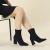 Allegra K Women's Pointy Closed Toe Size Zipper Chunky Heel Ankle Boots - 2 of 4