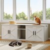 Double Litter Box Enclosure, Hidden Litter Box Enclosure with Corridor White - 2 of 4
