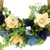 Northlight 12" Blue and Tan Poppy Floral Wooden Spring Basket Wreath - image 4 of 4