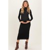 Pinkblush Black Turtle Neck Long Sleeve Rib Fitted Maternity Midi Dress - 2 of 4