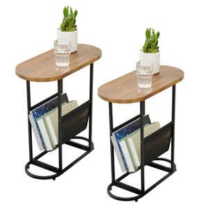 Glass Oval Small Side Tables with Magazines Organizer Storage Space for Living Room and Small Space  - The Pop Home - 1 of 4