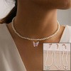 Boersma Elegant White Pearl Choker Necklace – Small Round Pearl Butterfly Pendant, Fashion Jewelry for Women, Wedding & Party Accessories - 3 of 4