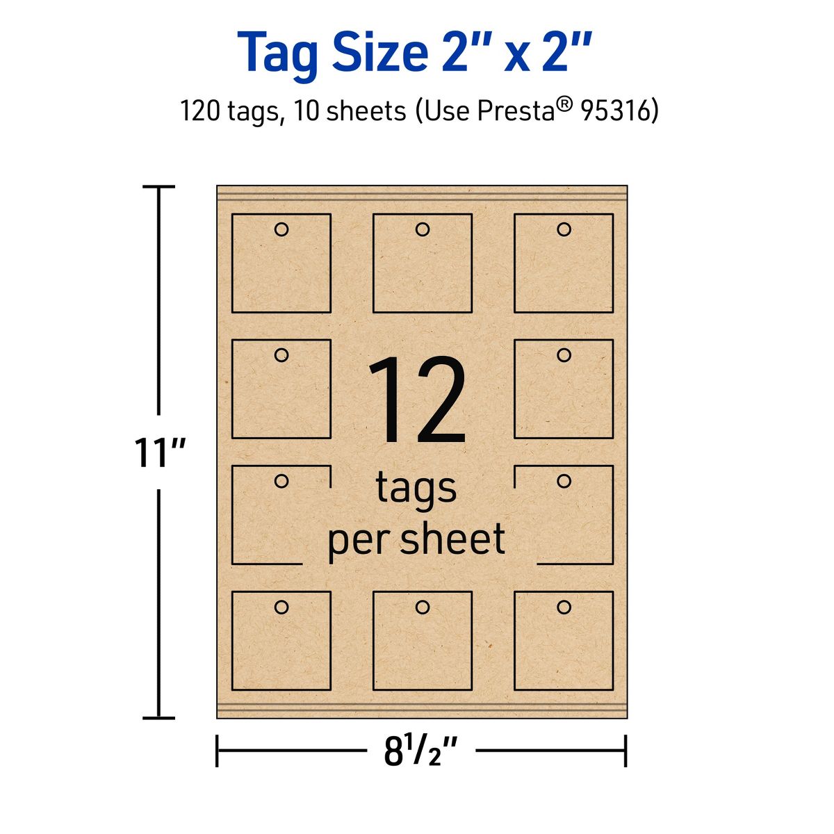 2" x 2" Square, Kraft Brown Printable Tags - thumbnail 5