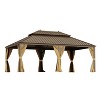 EROMMY 12' X 22' Hardtop Gazebo, Wooden Finish Coated Aluminum Frame Gazebo with Galvanized Steel Double Roof - 2 of 3