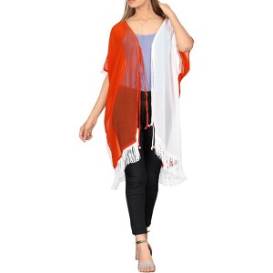 LA LEELA Women's Summer Vacation Beachwear Mini Bathing Suit Open Front Boyfriend Holiday Swimwear Coverups Duster Cardigan - 1 of 4