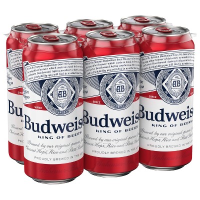 Budweiser Lager Beer - 6pk 16 Fl Oz Cans : Target