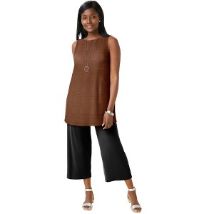 Jessica London Women's Plus Size Stretch Knit Tunic Tank - 1 of 4