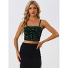 INSPIRE CHIC Women's Club Party Velvet Spaghetti Strap Crop Sequined Cami Top - 4 of 4