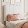 Twin Bed Frame with Drawer, Upholstered Platform Bed with Wave Headboard, Wooden Slats Support, No Box Spring Needed, Noiseless - 3 of 4