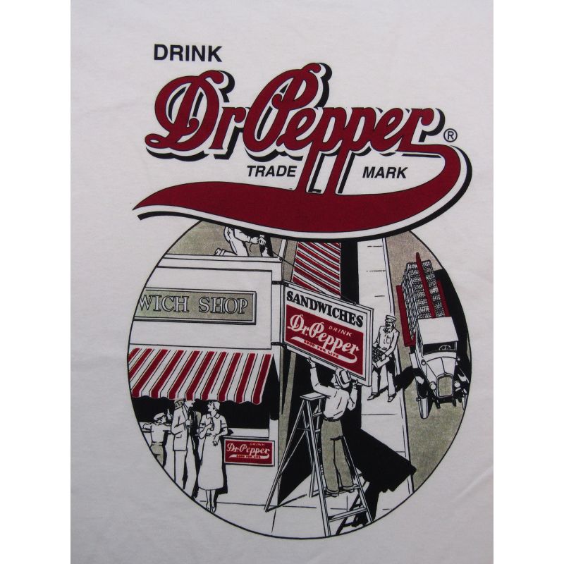 Dr. Pepper Vintage Circular Art with Logo Women's White Long Sleeve Crew Neck Tee, 2 of 4