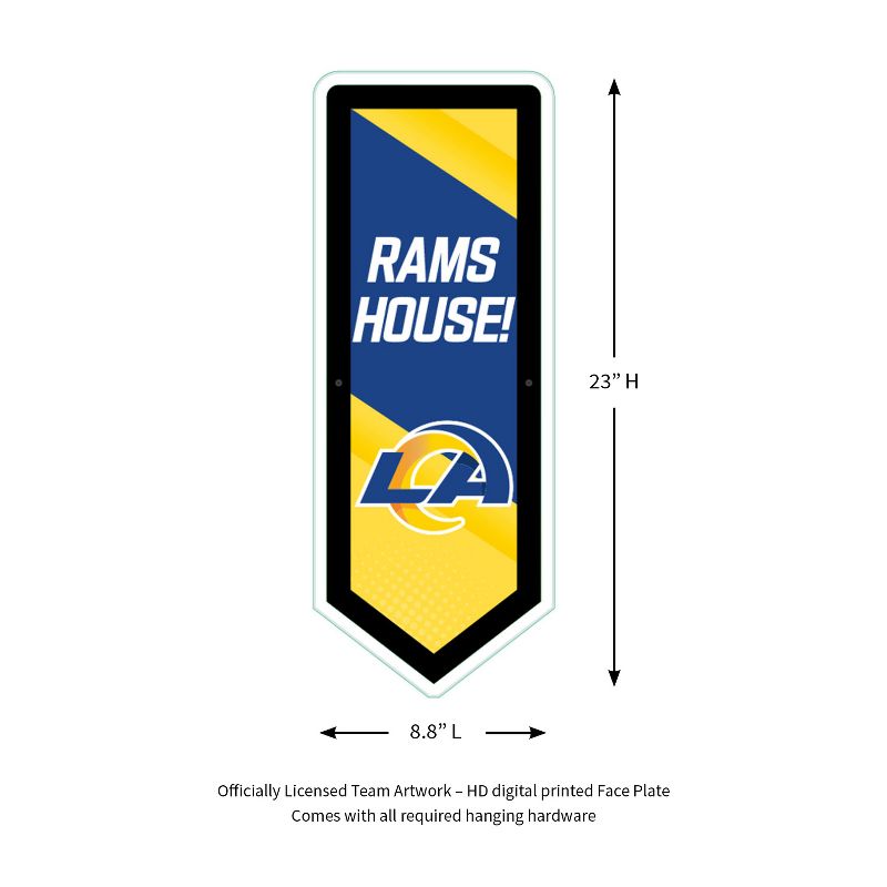 Evergreen Ultra-Thin Glazelight LED Wall Decor, Pennant, Los Angeles Rams- 9 x 23 Inches Made In USA, 2 of 7