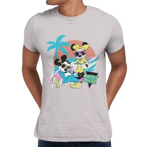 Disney Mickey Mouse Mens Minnie 80s Summer Vibes T-Shirt - Ice