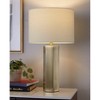 LumiSource Set of 2 Huit 26" Contemporary Metal Table Lamp in Antique Brass and White Linen - 2 of 2