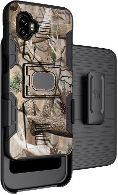 Nakedcellphone Rugged Case with Stand and Belt Clip Holster for Samsung Galaxy XCover 6 Pro Phone - Camo